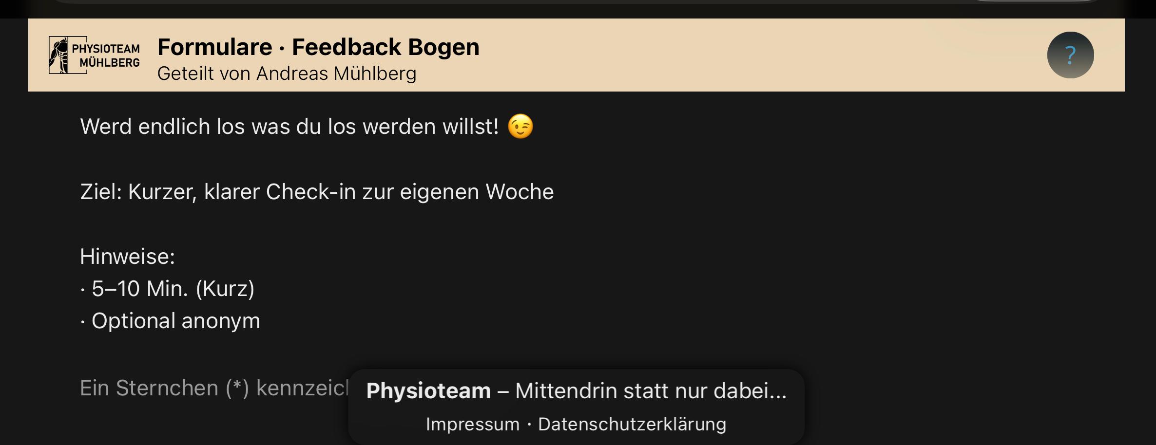 Anonymer Mitarbeiter-Feedbackbogen